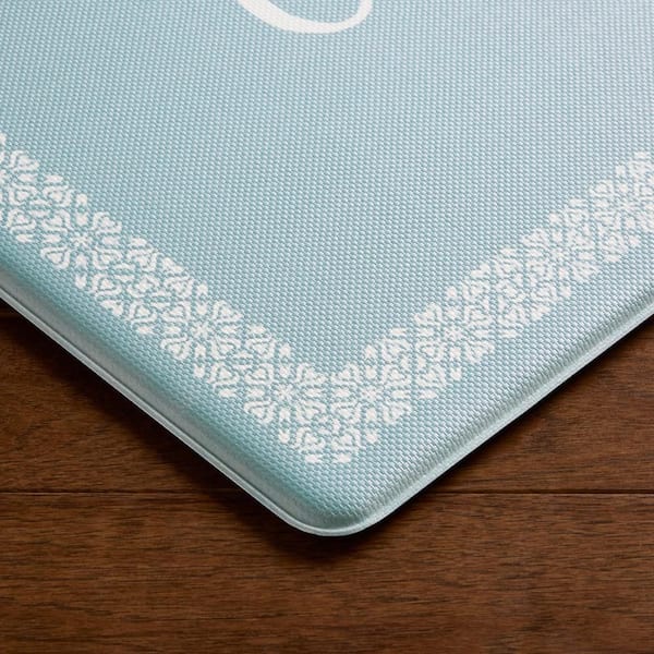 Bloomfield Grateful Border 18 in. x 48 in. Blue Indoor Comfort Kitchen Mat