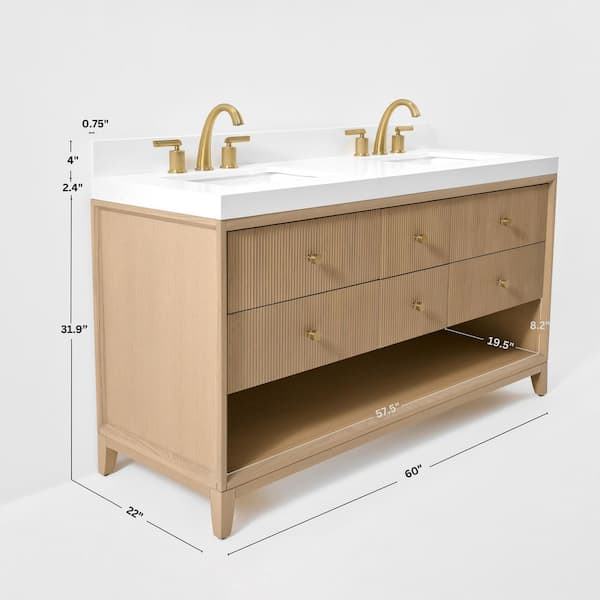 Ancerre Designs Momo 60 in. W Double Sinks Freestanding Bath