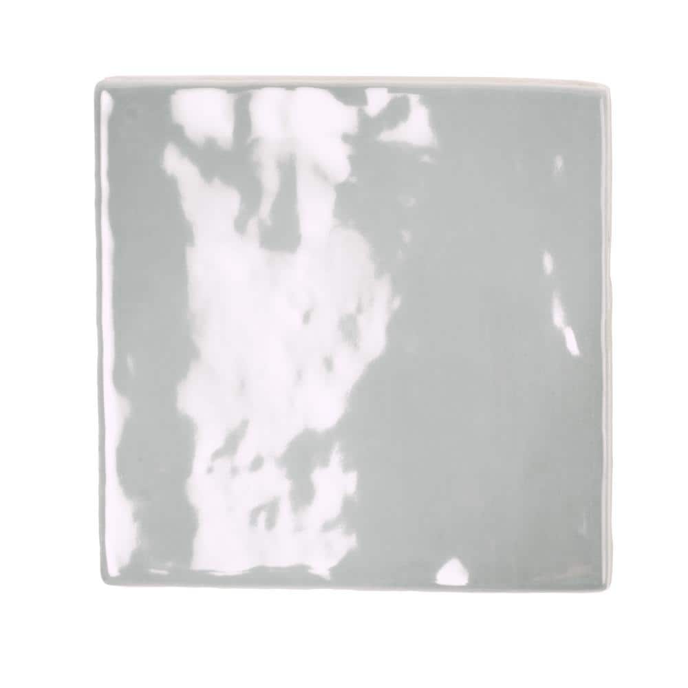 Silken 3.94" Gray Glossy Ceramic Square Wall and Floor Tile
