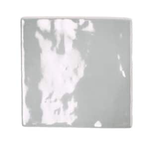 Silken Gray 3.94 in. x 3.94 in. Glossy Ceramic Square Wall and Floor Tile (5.38 sq. ft./case) (50-pack)
