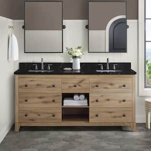 Burwood 72 in. W x 22 in. D x 35 in. H Double Sink Bath Vanity in Seadrift Finish with Black Marquina Quartz Top