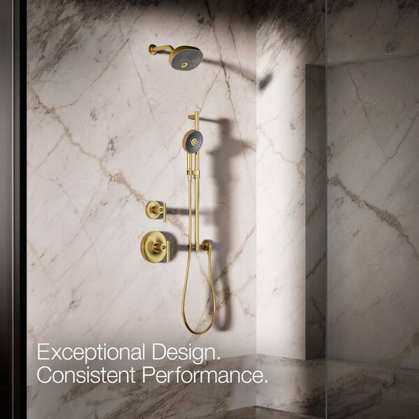 KOHLER Statement 3-Spray Patterns with 2.5 GPM 5.125 in. Wall Mount Handheld Shower Head in Vibrant Brushed Moderne Brass
