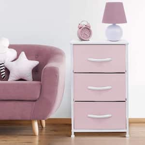 3 Drawers Pink Nightstand 28.75 in. H x 17.75 in. W x 11.87 in. D