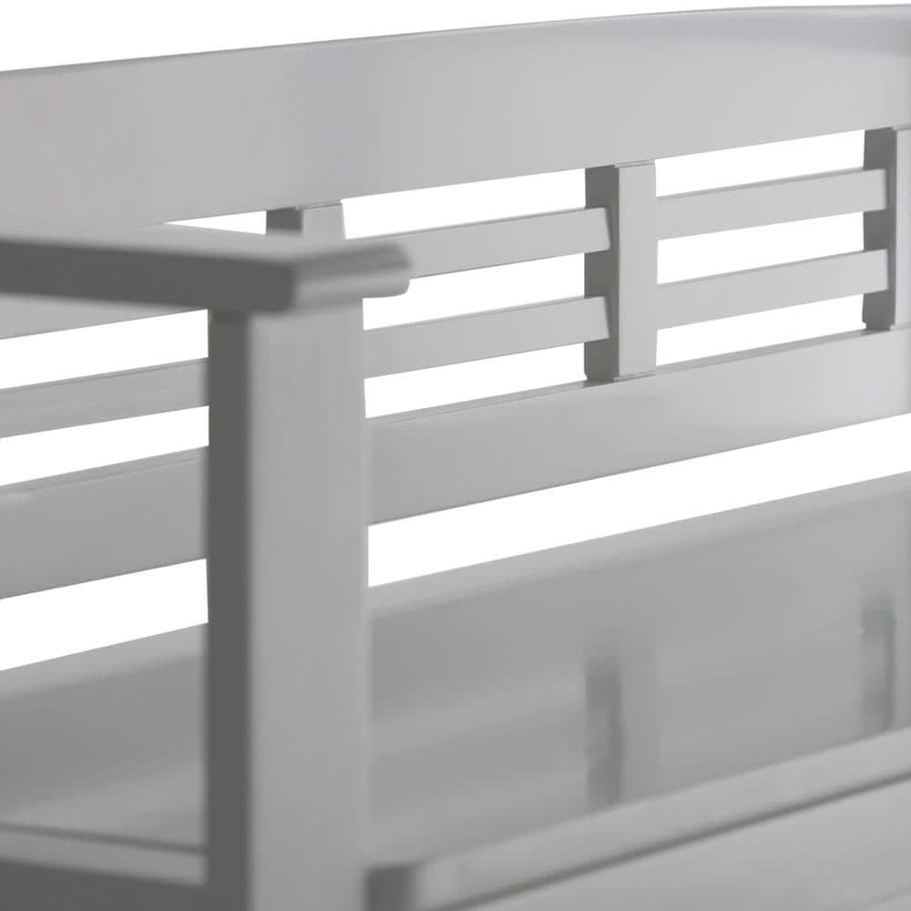Elegant White Solid Pine 48" Entryway Storage Bench with Backrest