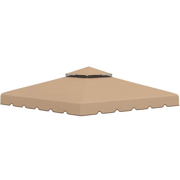Outsunny Outdoor Polyester Gazebo Replacement Canopy in Khaki