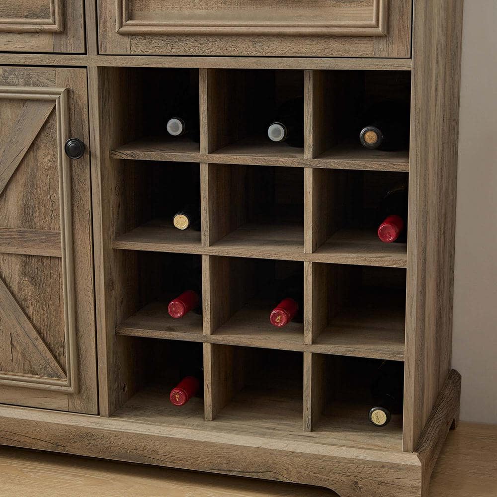 39.37 in. Wood Pantry Organizer with 2 Drawers and Removable Wine Racks in 