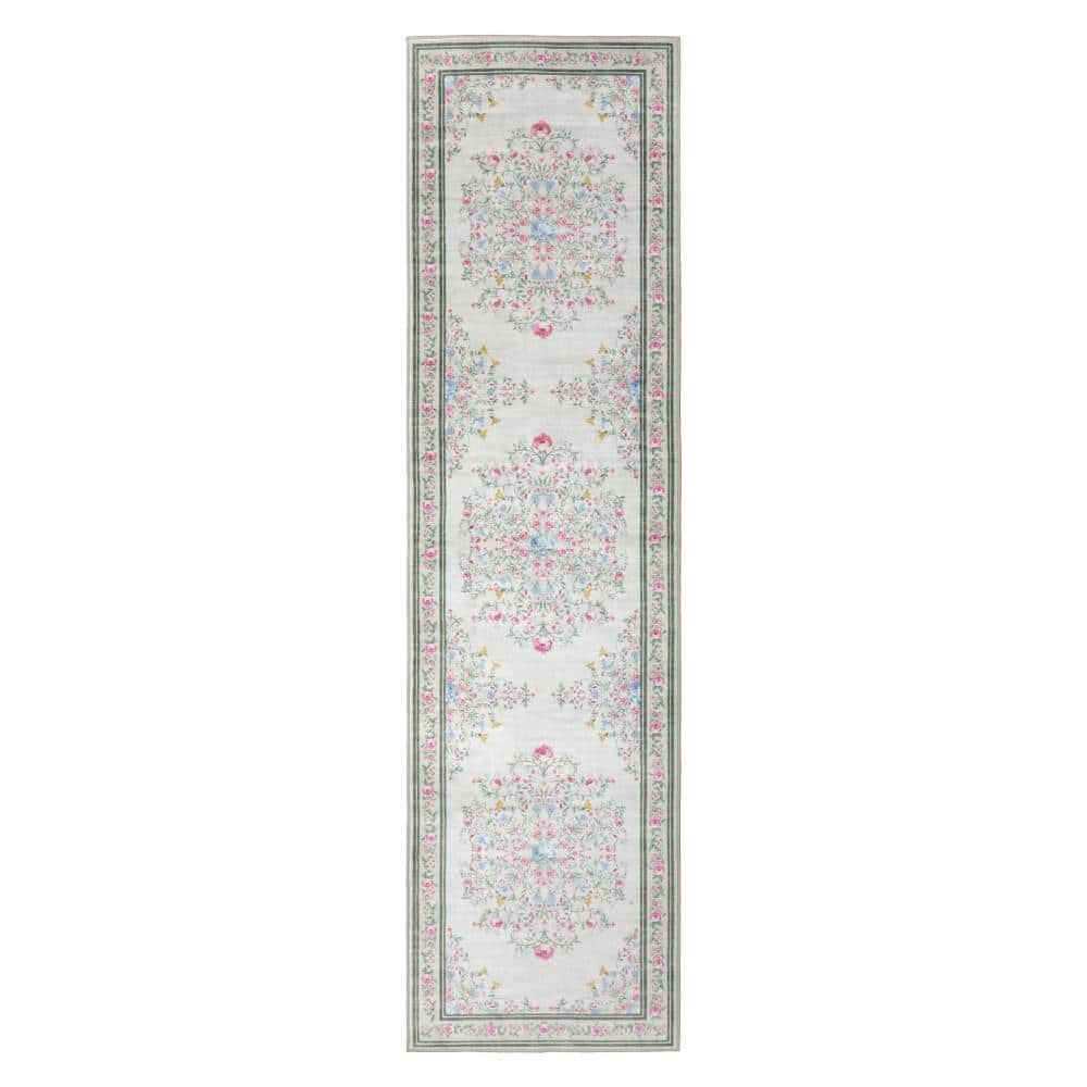 Bennetts 2 ft. X 8 ft. Ivory Pink Oriental Machine Washable Runner Rug price history on PriceWatchPro