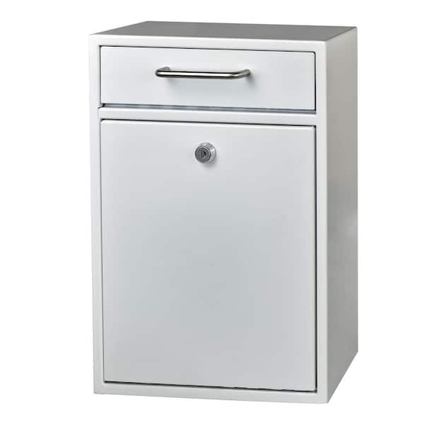 Mail Boss Olympus Locking Wall-Mount Drop Box Mailbox with High Security Reinforced Patented Locking System, Alpine White