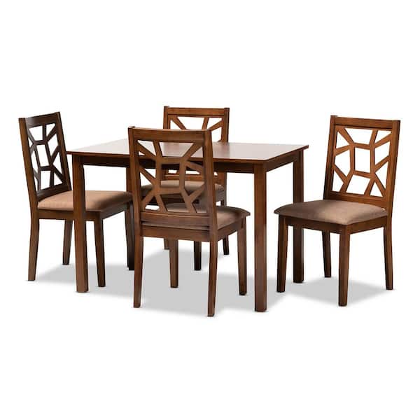 Baxton Studio Abilene 5-Piece Light Brown and Walnut Dining Set