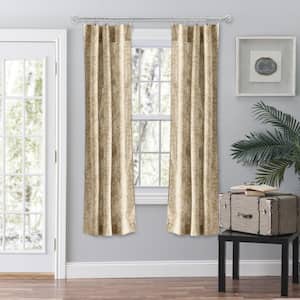Lexington Leaf Tan Cotton/Polyester Room Darkening Tailored Panel Curtain - 56 in. W x 63 in. L