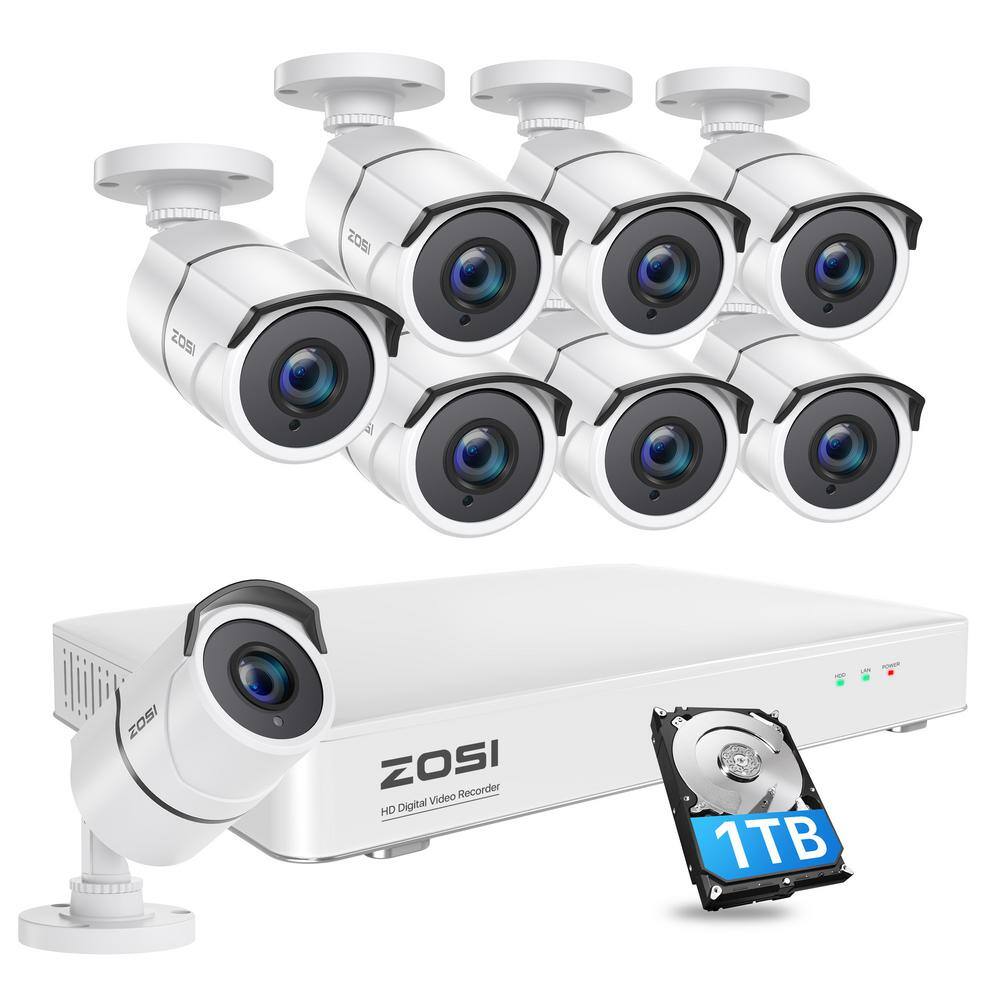 ZOSI FHD 1080p 8-Channel 1TB DVR Security System with 8 Wired Audio  Security Cameras, 120 ft. Night Vision, Motion Alerts 8VU-261W8F-10-US -  The Home