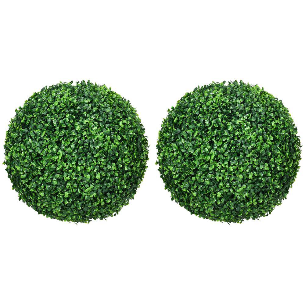 15.75" Green Artificial Boxwood Topiary Balls, Set of 2