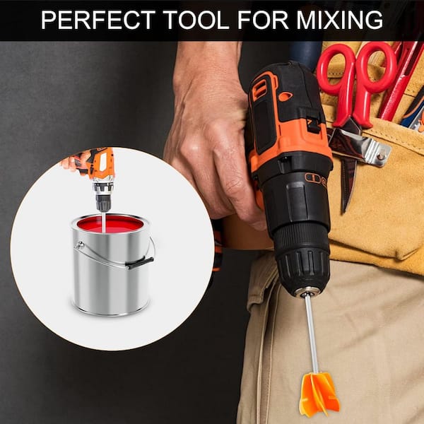 Multipurpose Paint Stirrer Drill Attachment with 1/4 Hex Shank for Mixing Resin, Epoxy, Paint, and Liquids