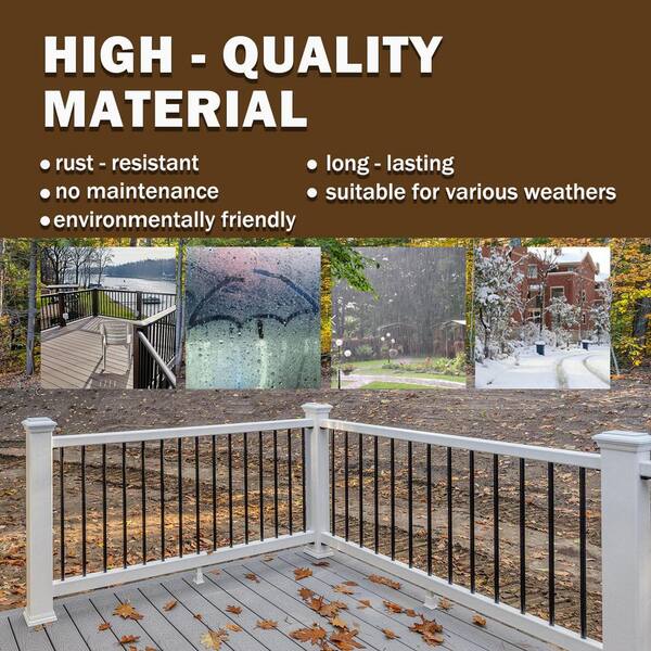 Deck Balusters 50-Pack Aluminum - 3/4 Inch Round Black Spindles For Deck Balusters 50-Pack Aluminum - 3/4 Inch Round Black Spindles For