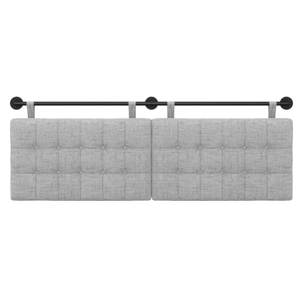 King Size Grey Tufted Upholstered Floating Headboard
