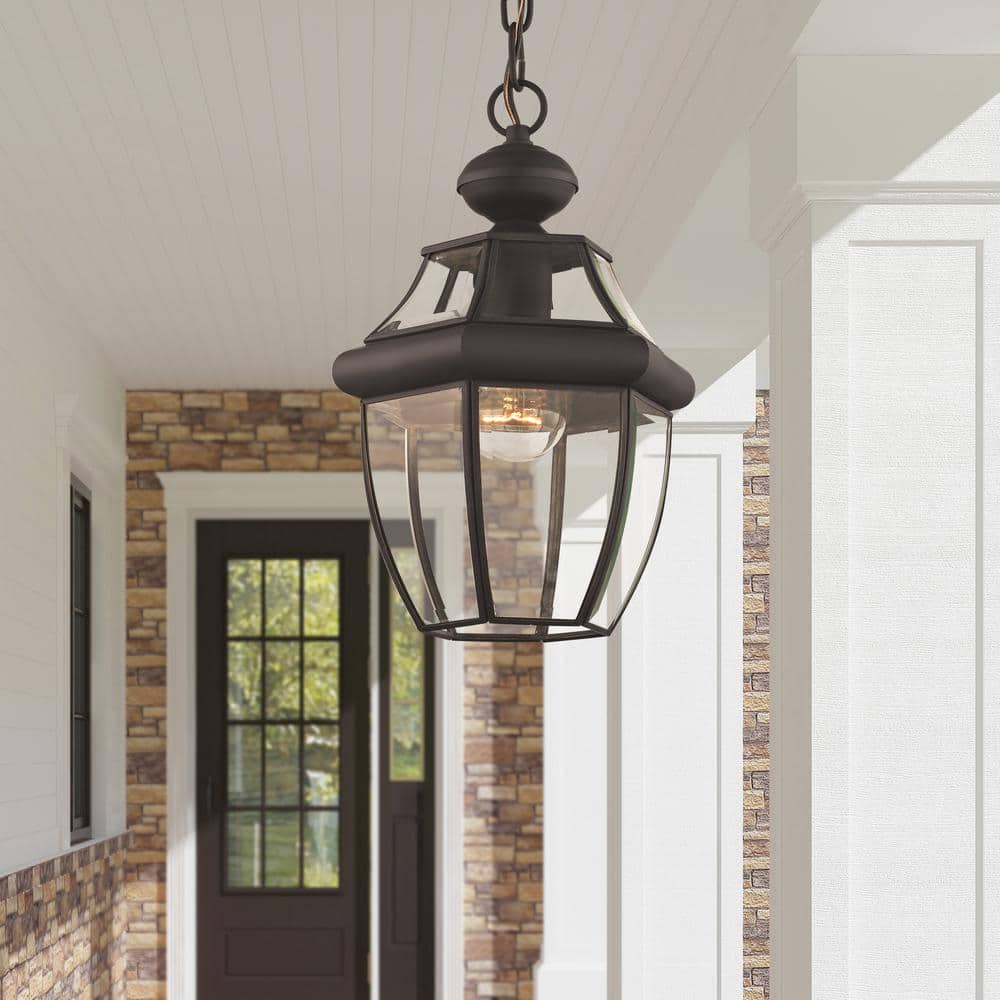 Bronze Clear Glass Outdoor Hanging Pendant Light