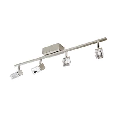 Cantil 33.19 in. Matte Nickel LED Track Lighting Kit with Clear Acrylic Shades