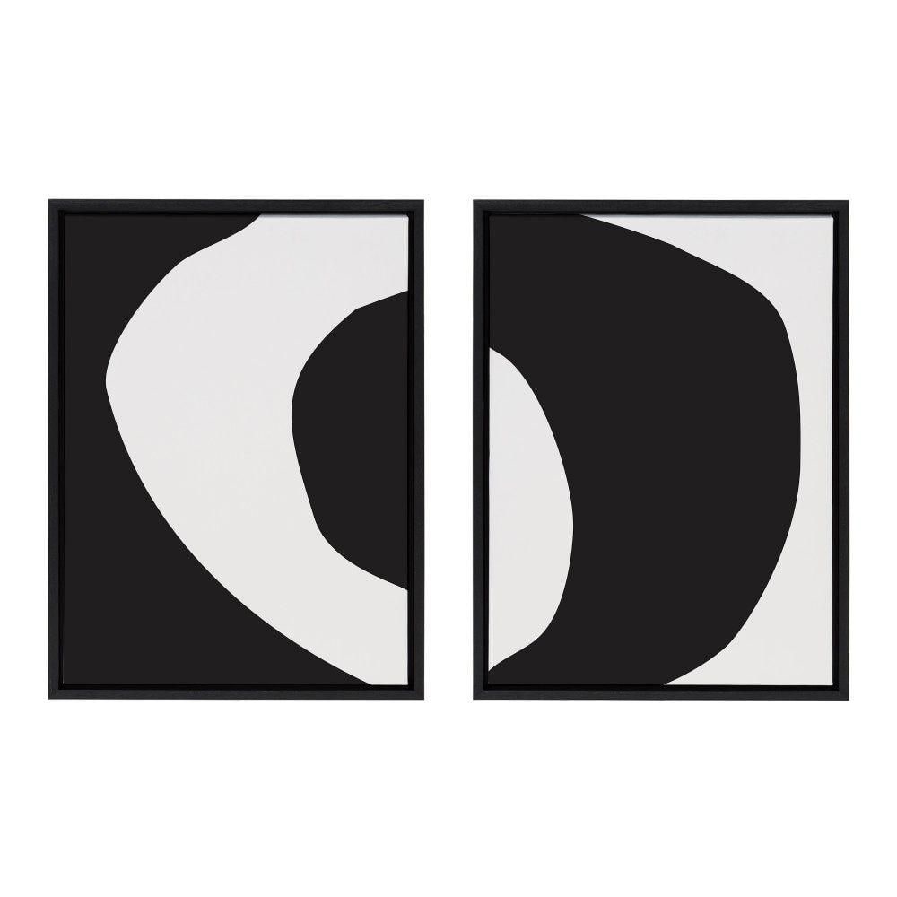 Minimalist Black and White Abstract Canvas Art Set, 18x24