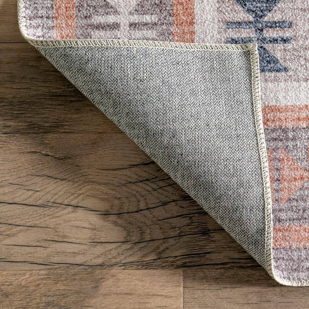 Leighton Light Orange Southwestern Washable Synthetic Area Rug