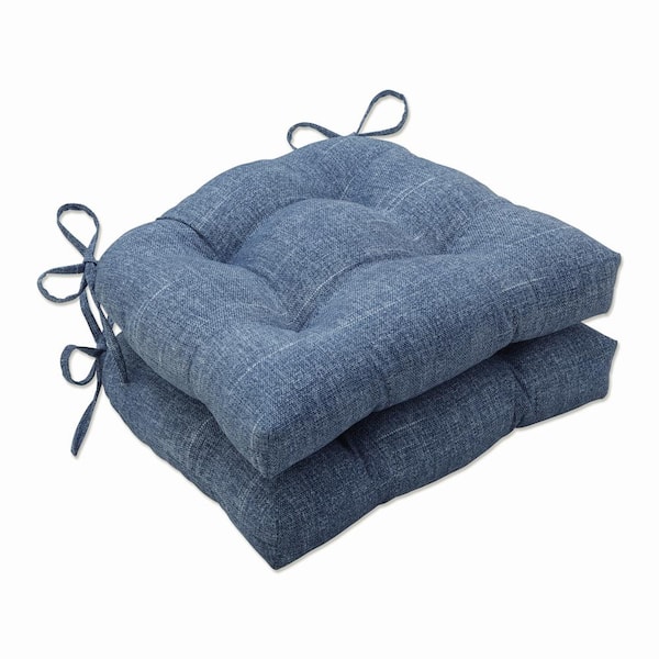 Solid 16 in. x 15.5 in. Outdoor Dining Chair Cushion in Blue (Set of 2)