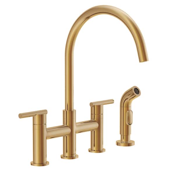 Parma Double Handle Deck Mount Bridge Kitchen Faucet with Spray with 1.75 GPM in Brushed Bronze