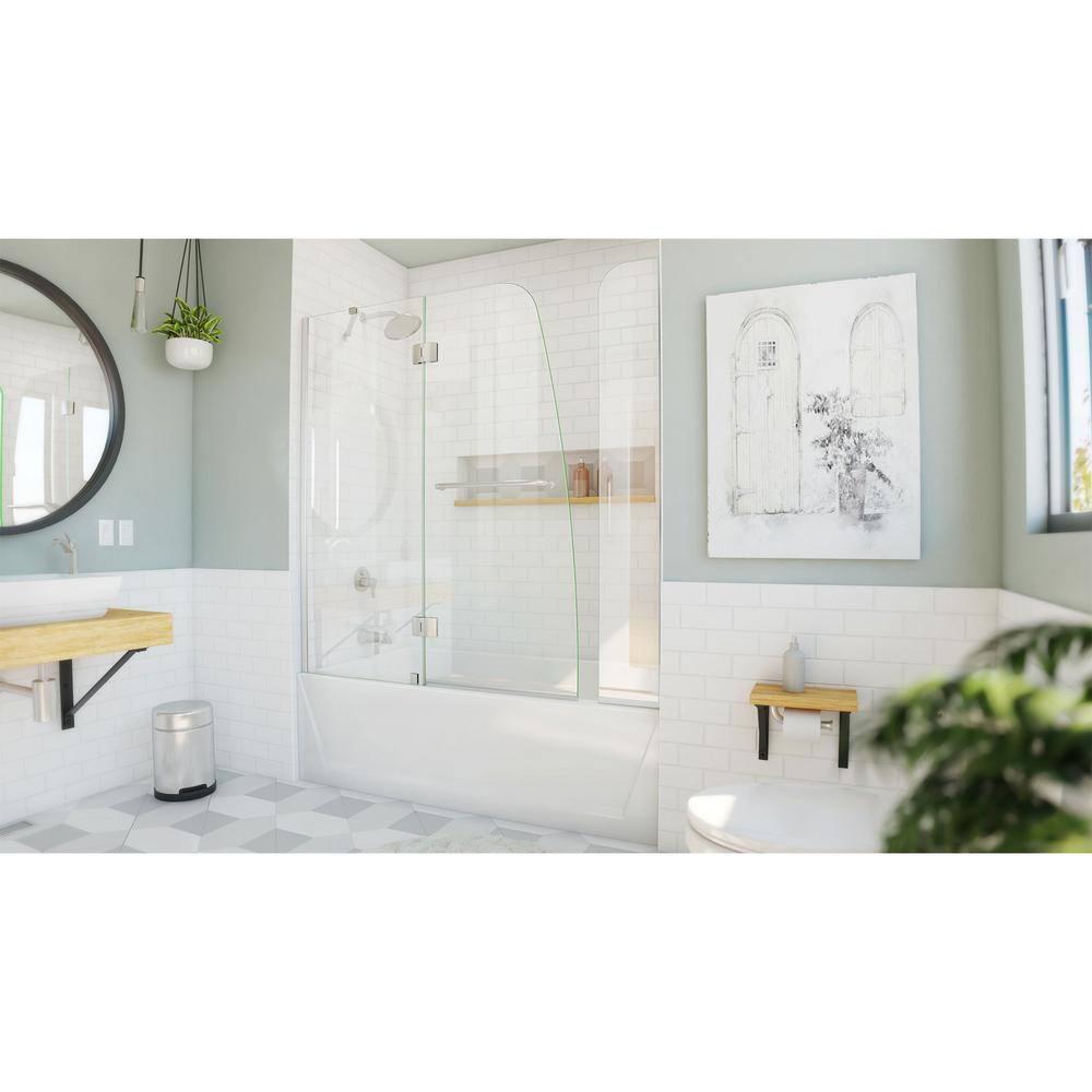 Aqua 56-60" Frameless Clear Glass Hinged Tub Door