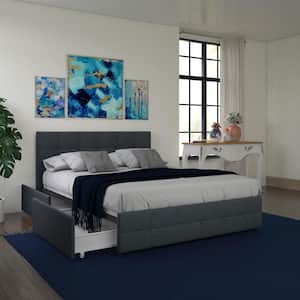 Ryan Blue Linen Full Upholstered Bed with Storage