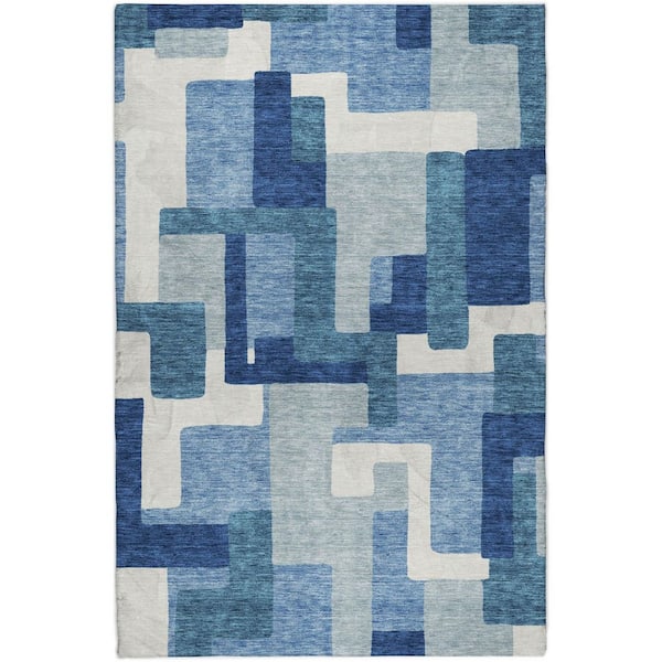 Dream Shag Premium Machine Washable Abstract ADS740 Blue 9 ft. x 12 ft. Area Rug
