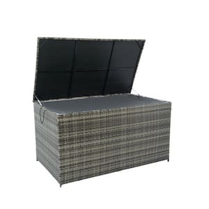 200 Gal. Wicker Patio Deck Box with Lid Cushion Storage for Kids Toys and Pillows Organizer Portable Waterproof Fabric