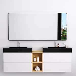 TUNE 60 in. W x 28 in. H Rectangular Black Framed Wall Mount Bathroom Vanity Mirror