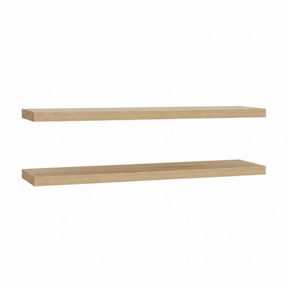 30 in. W x 6.5 in. D Oak Floating Shelves with Invisible Brackets