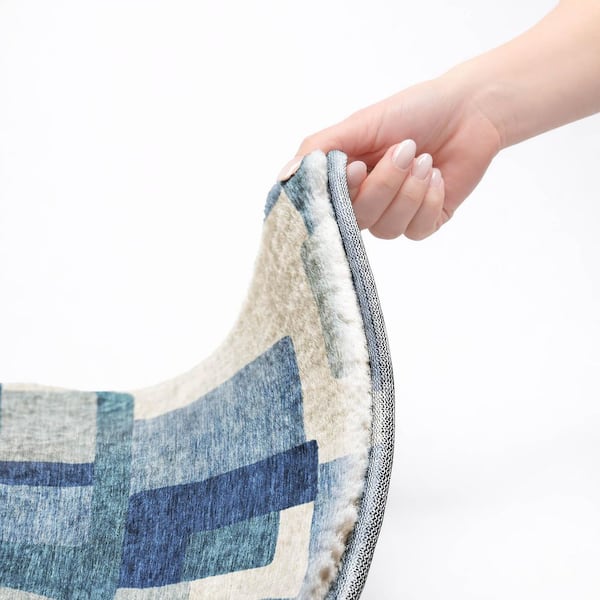 Dream Shag Premium Machine Washable Abstract ADS740 Blue 9 ft. x 12 ft. Area Rug