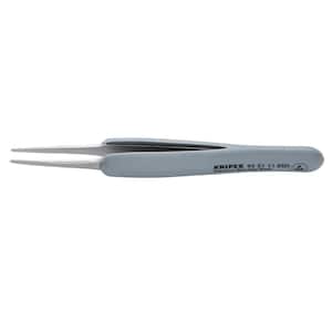 4 in. Premium Stainless Steel Precision Tweezers-Blunt Tips-ESD Rubber Handles