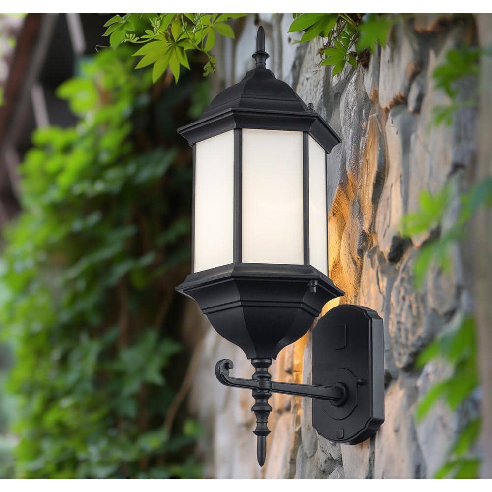 Eldlight 21.75 1-Light Black Outdoor Hardwired Wall Lantern Sconce with No Bulbs Included and Frosted Glass price history on PriceWatchPro