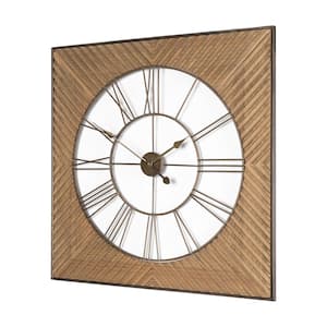 Rondell Light Brown Wood with Gold Metal Wall Clock