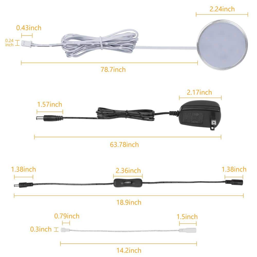 Slim Aluminum Cool White LED Under Cabinet Puck Light 2-Pack