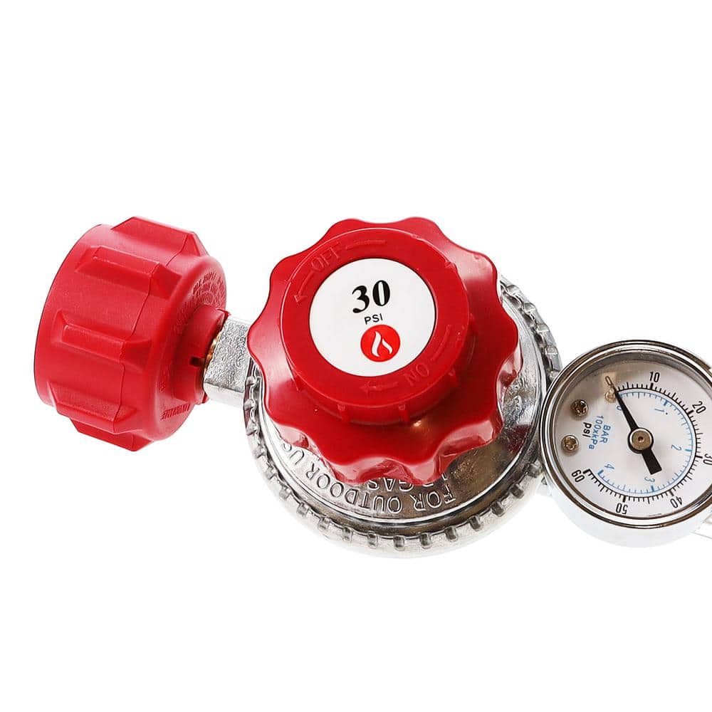 4 ft Red Propane Regulator and Hose with Gauge