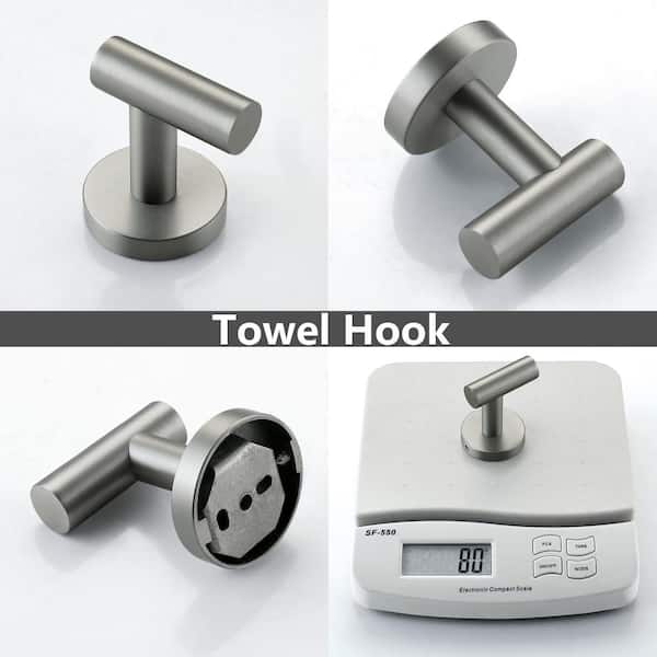 Round Bathroom Robe Hook and Towel Hook in Stainless Steel Brushed Nickel  (2-Pack)