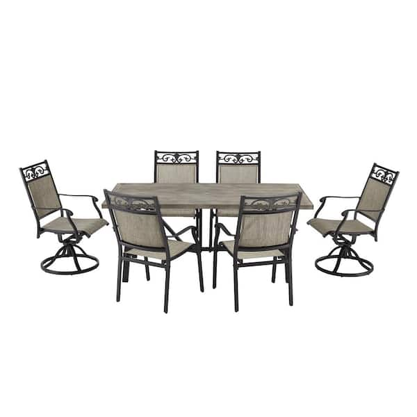 ULAX FURNITURE 7-Piece Cast Aluminum Outdoor Dining Set With 4 ...