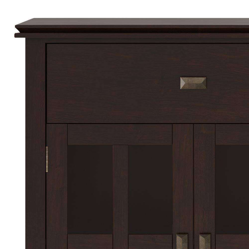 Artisan Dark Chestnut Brown Solid Wood 60" 4-Door Sideboard Buffet