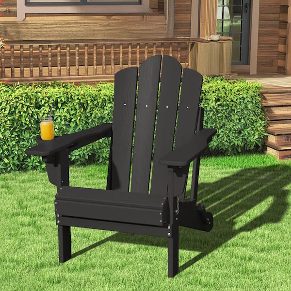 JEAREY 1-Piece HDPE Folding Adjustable Adirondack Chair in Gary