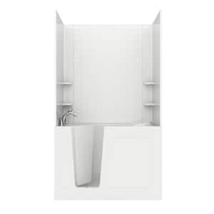 Rampart 4.5 ft. Walk-in Air Bathtub with 4 in. Tile Easy Up Adhesive Wall Surround in White
