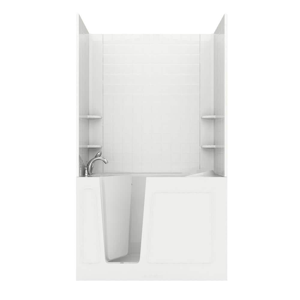 Rampart 4.5 ft. Walk-in Non-Whirlpool Bathtub with 4 in. Tile Easy Up Adhesive Wall Surround in White price history on PriceWatchPro