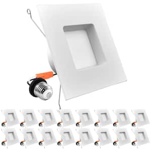 6 in. Square LED Can Light 14W=90W 5 Color Selectable Remodel Integrated LED Recessed Light Kit 16-Pack
