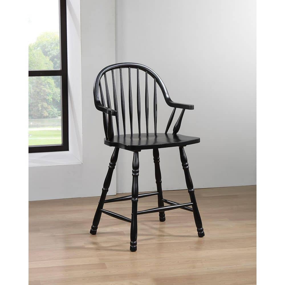 39.5 in. H Black Finish Low Back Wood Frame Barstool Wood Seat (Set of 2) price history on PriceWatchPro