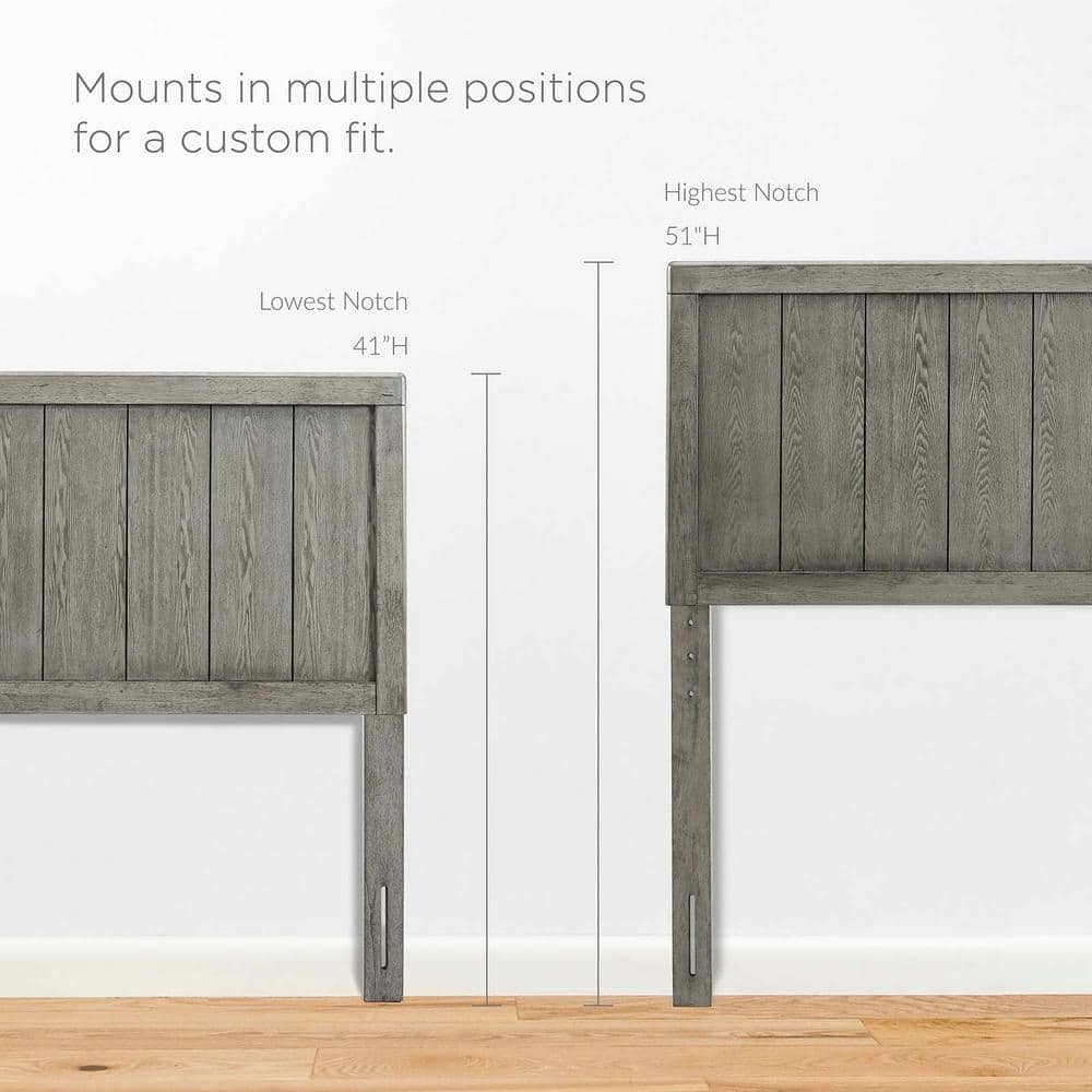 Gray Twin Rubberwood Tufted Upholstered Headboard