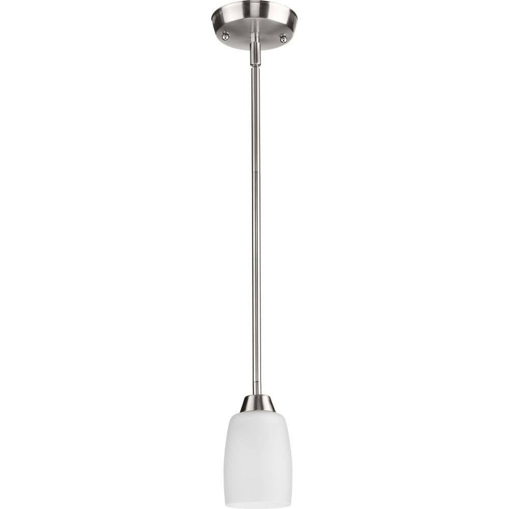 Brushed Nickel Mini Pendant Light with Etched Glass Shade