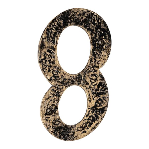 Mascot Hardware Hammered 6 in. Antique Brass House Number 8