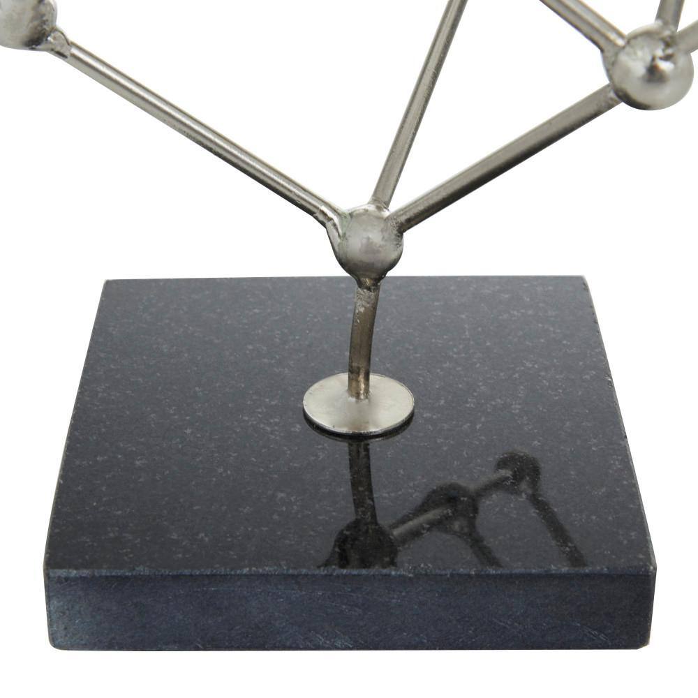 Modern Silver Cube Sculpture with Marble Base 12''