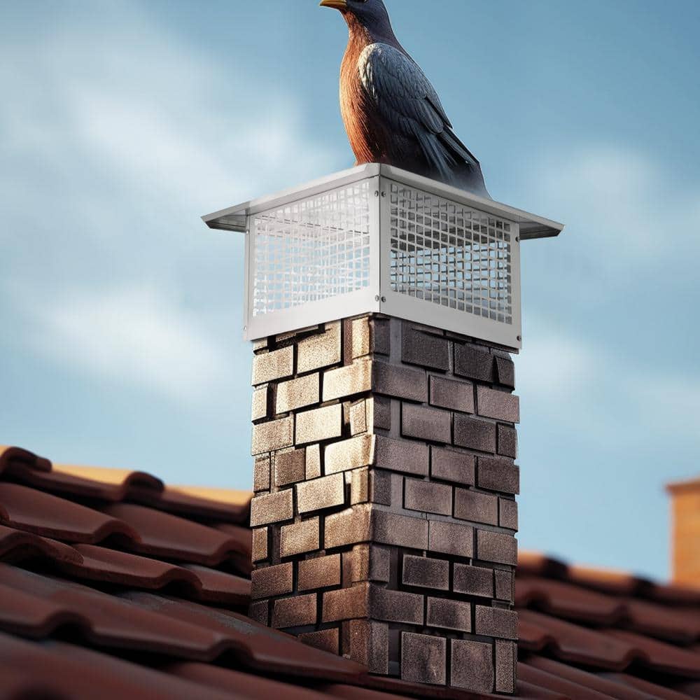 Silver Stainless Steel Square Chimney Cap with Mesh Cover